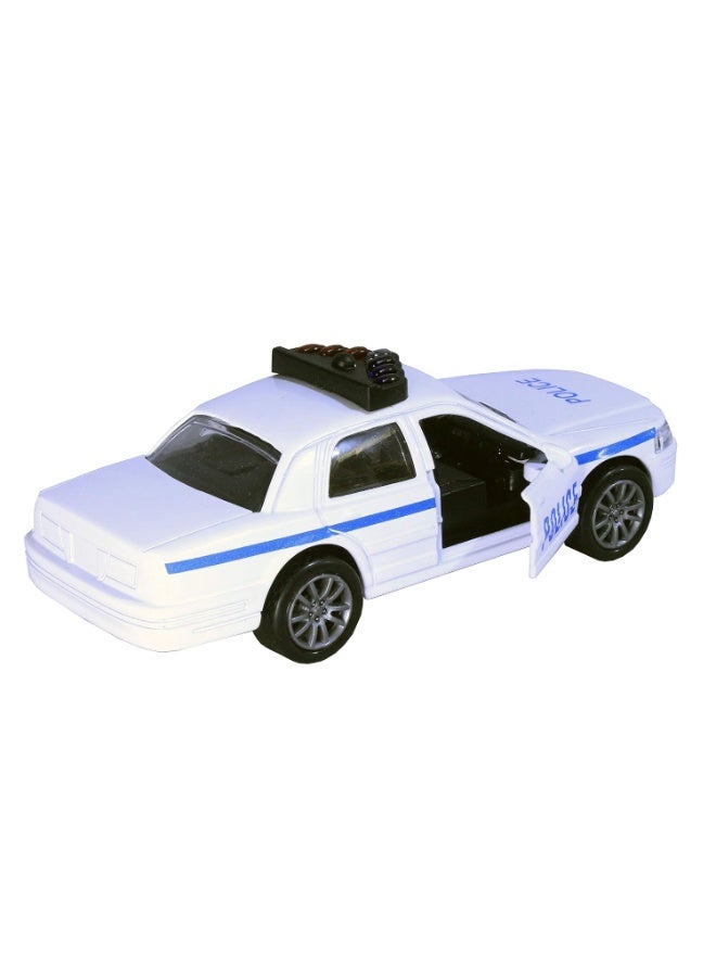 Die-Cast Police Car Toy – Pull Back Metal Car with Lights  Sound, Realistic Design for Kids  Collectors - Image 3